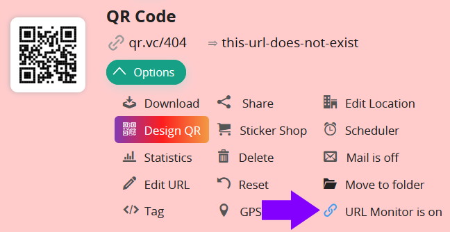Imagen del la opción URL Monitor en el menú Opciones