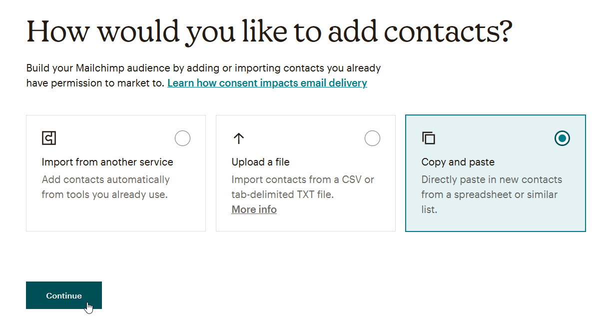 add contacts - copy and paste