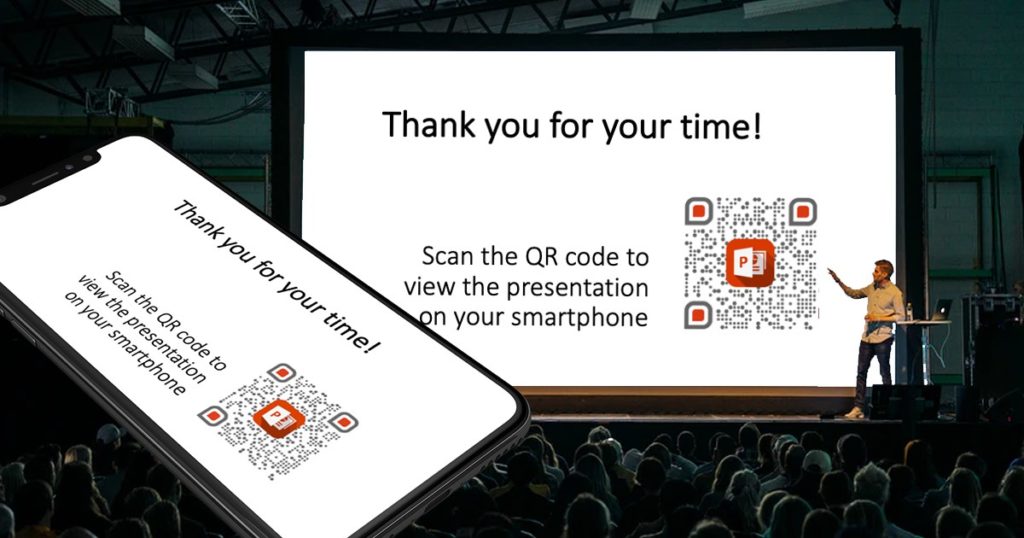 presentation of an audience of a powerpoint qr code