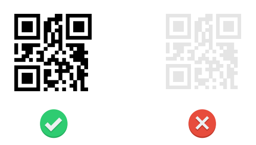 Al imprimir un código QR garantiza que hay suficiente contraste de colores