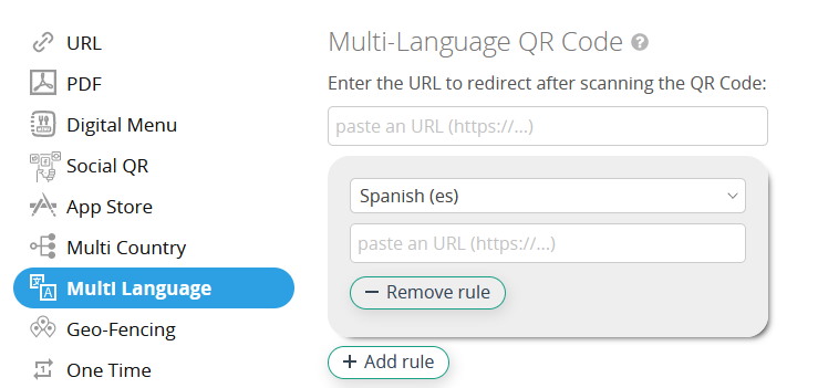 Different languages redirect to different URLs