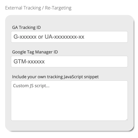 Account settings - External tracking