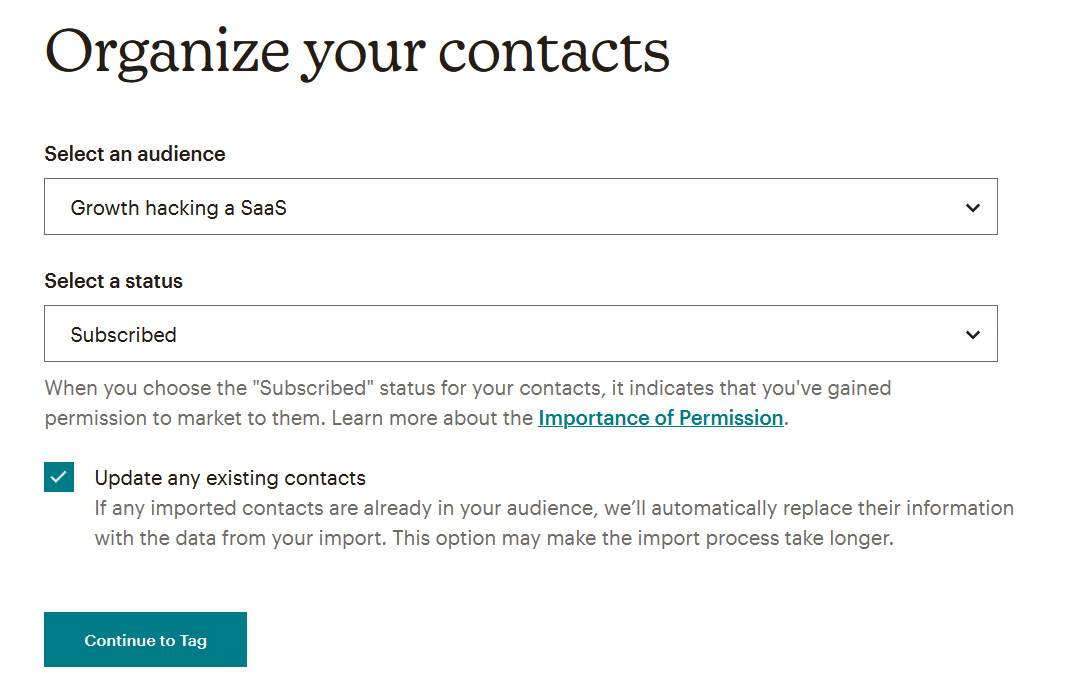 Update any existing contacts