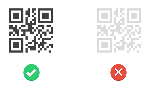 When printing a QR Code provide enough contrast