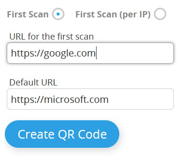 Showing default URL and target URL for the first scan