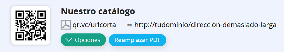 Menú del código QR dinámico con la URL corta personalizada