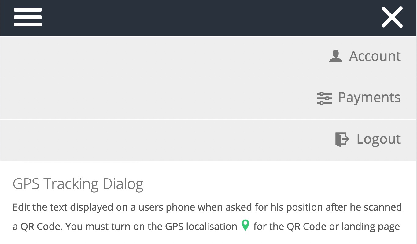 Account settings and GPS Dialog section
