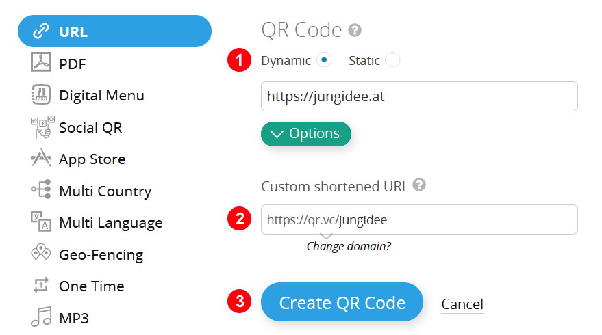 Dynamic QR Code creation