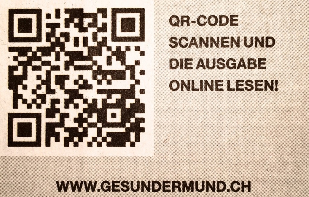 QR Code in magazine with explanation and URL